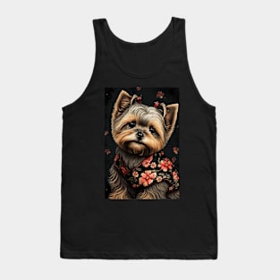 Super Cute Yorkshire Terrier Puppy Portrait - Japanese style Tank Top